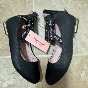 Juicy Couture Black Flats with Gold Accents